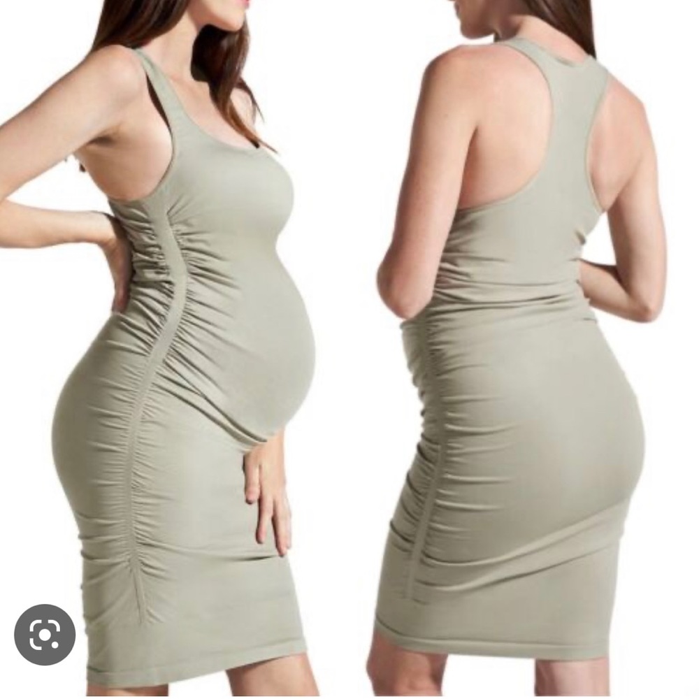 BLANQI Maternity Dress Light Moss M/L Bodycon Racerback